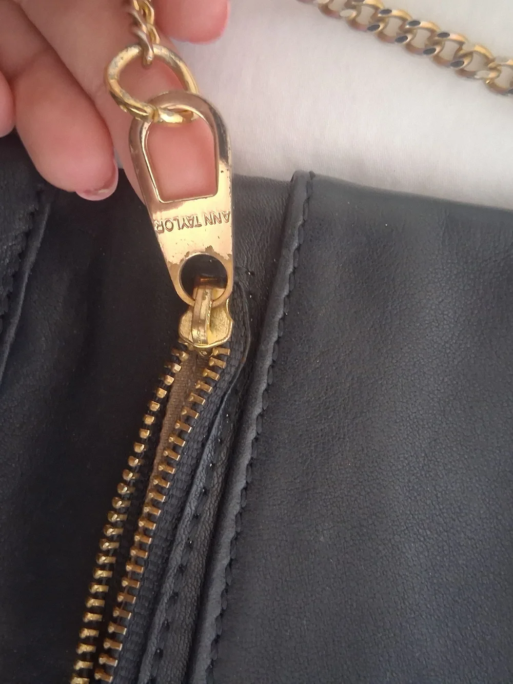 Ann Taylor Black Wristlet Clutch with Gold Chain